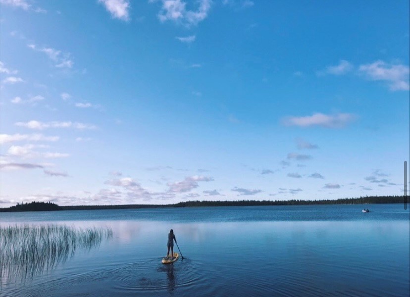 libby paddling on lake
