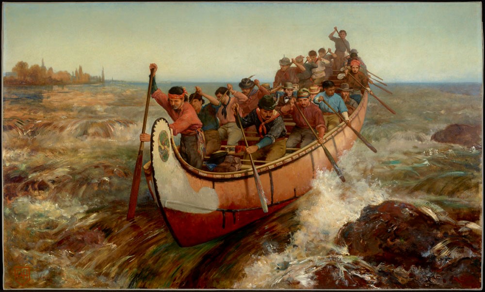 voyageurs on canoe