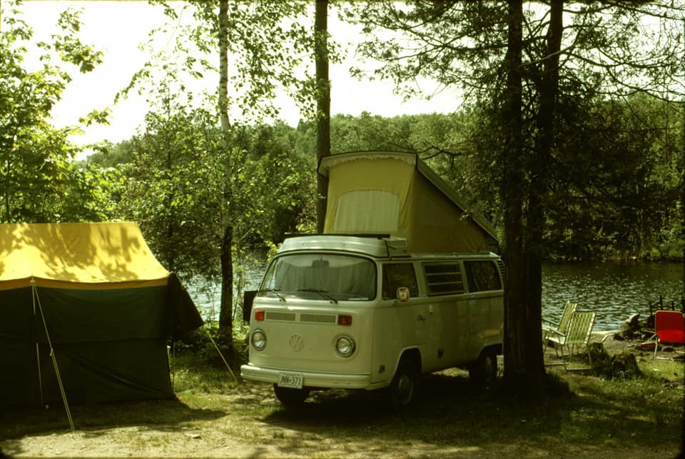 vintage photo of camper on site