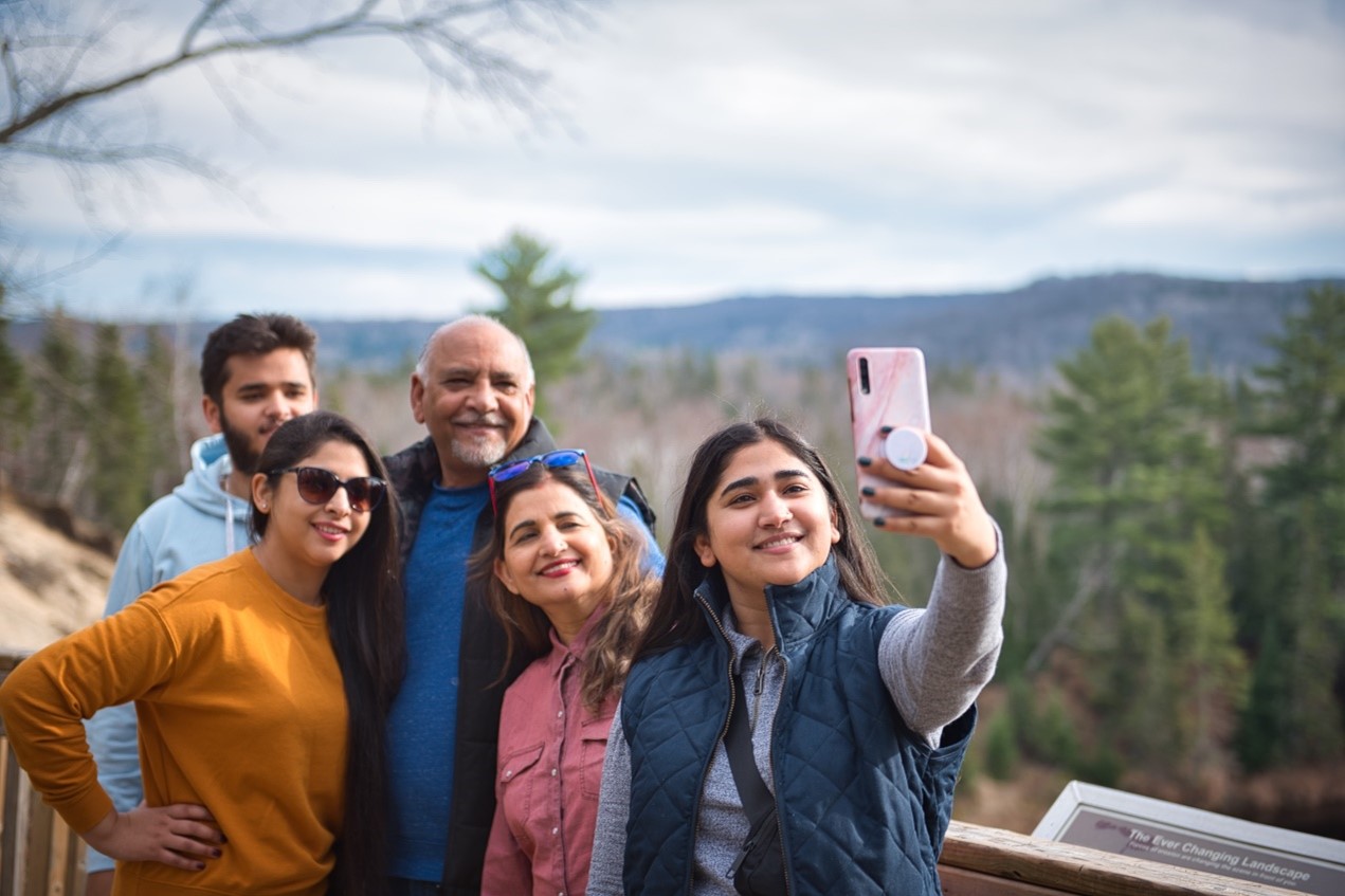 family taking selfie