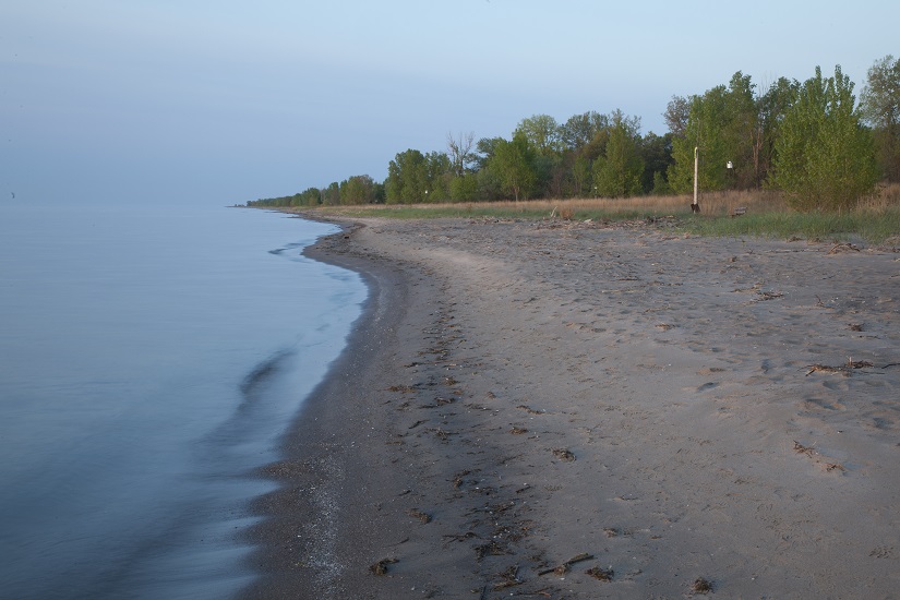 Sandy beach shoreline.