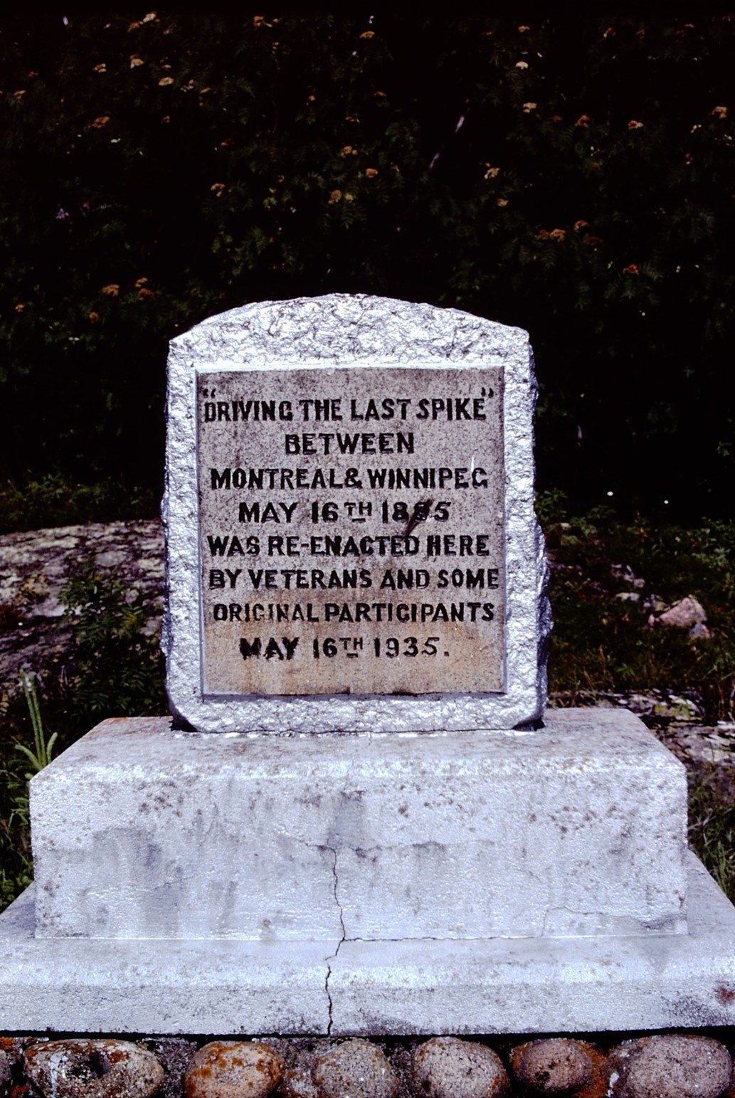 Cairn marking the location of the “Last Spike” Between Montreal and Winnipeg
