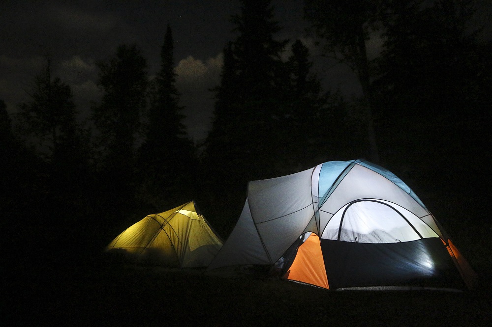 lit up tent