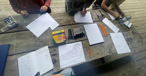 group working on zines