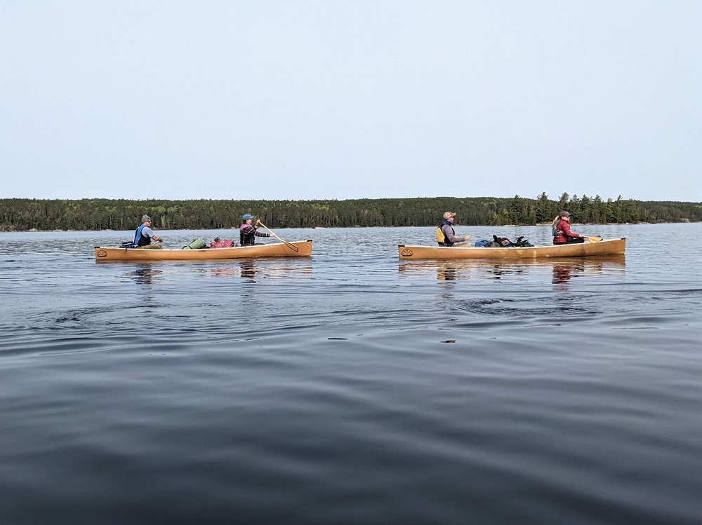 group canoe fishing