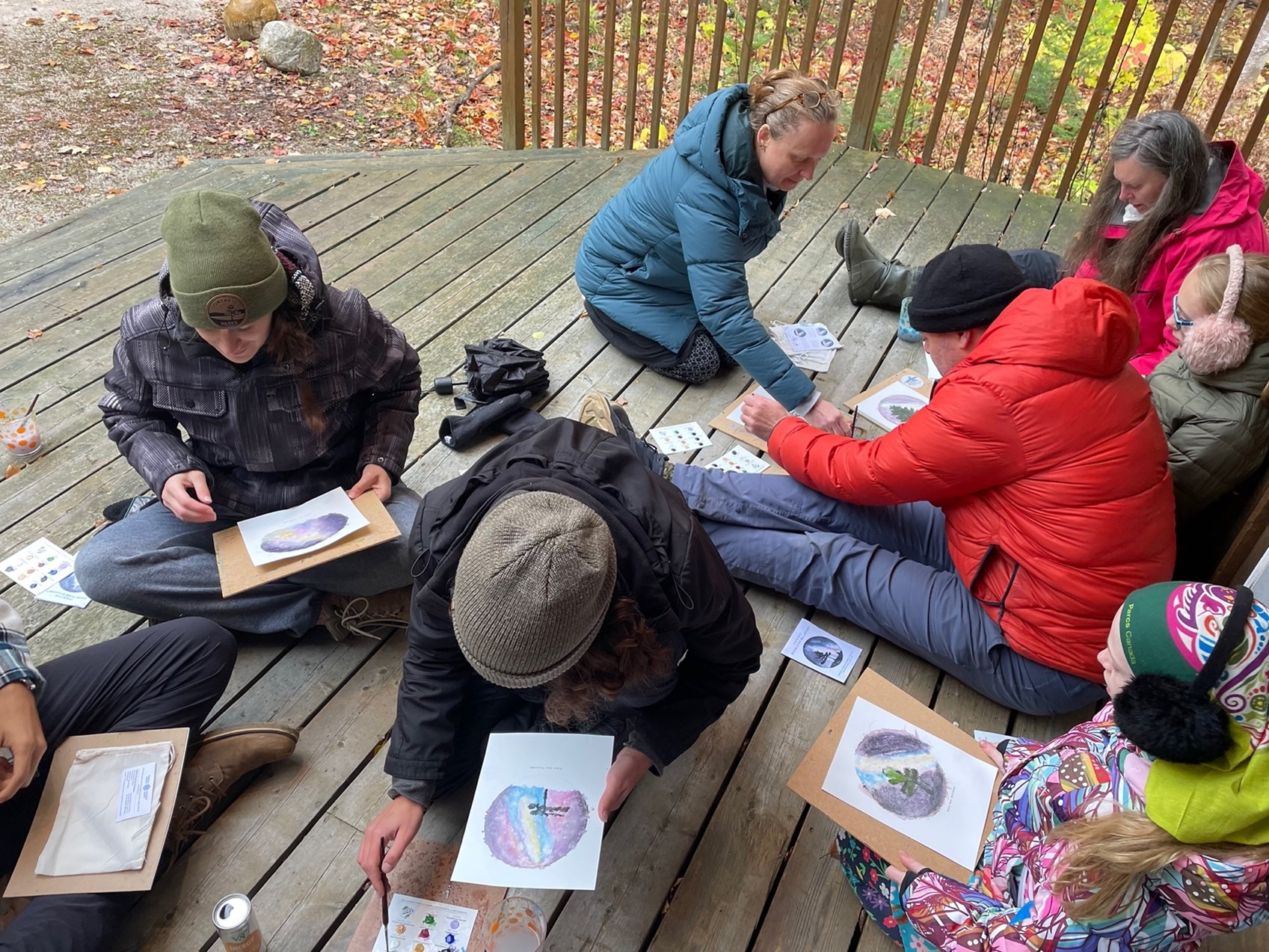 group painting outdoors