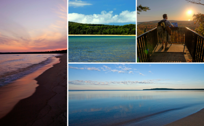 Collage photos de plages et de couchers de soleil