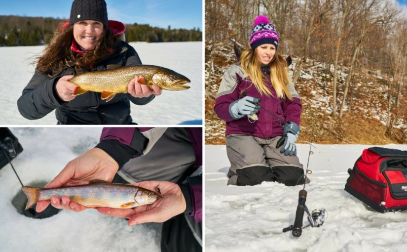 Collage de photos de pêche sur la glace