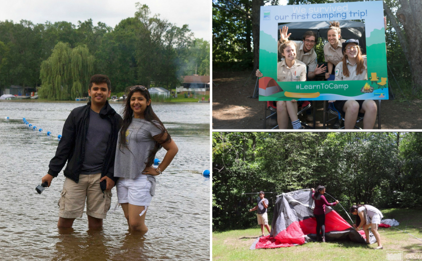 collage of camping images at Emily provincial park