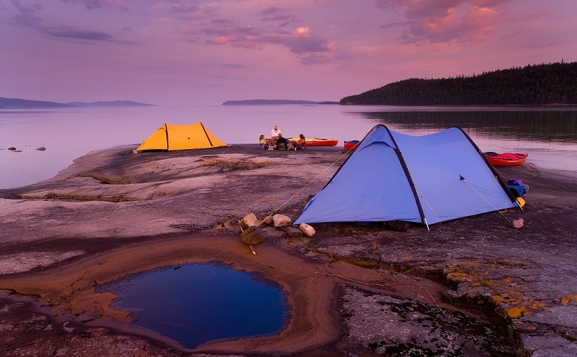 campsite beside lake