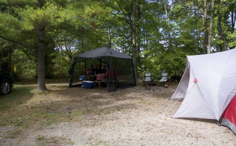 campsite with tent