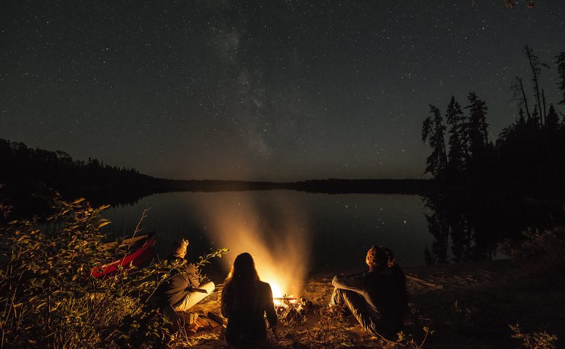 Campfire with night sky