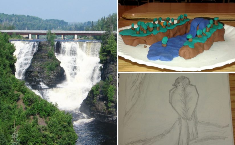 Collage of art and falls