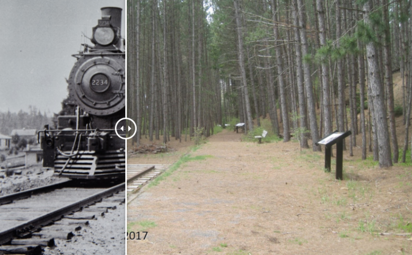 superimposed before and after images of Algonquin Railway trail