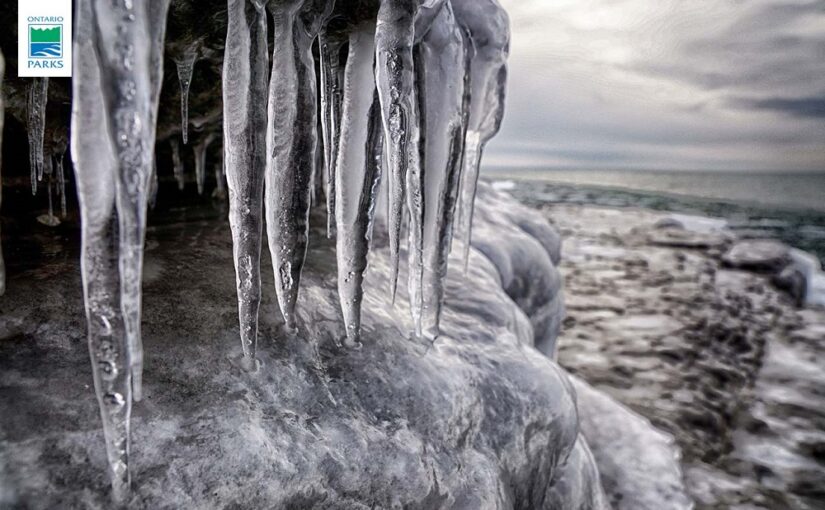 icicles along shoreline