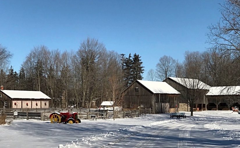 farm covered in snow