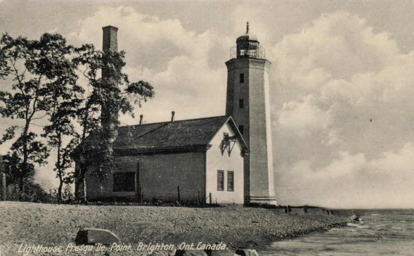 vintage sepia image of lighthouse and foghorn station